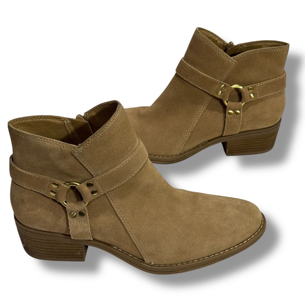 House of Harlow Altossa Booties Tan Suede Harness Ankle Boots Womens 9.5